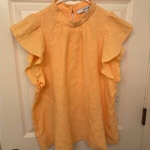 JOE'S JEANS Gauze Flutter Sleeve Top Apricot NEW